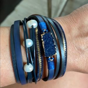 Kalifano wrap bracelet navy leather. NWT.